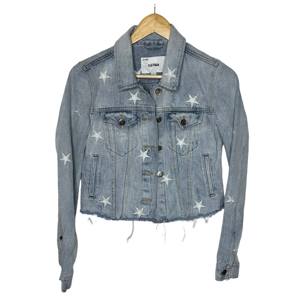 Like New Pistola Brando Star Embroidery Denim Jacket xs - Picture 5 of 15
